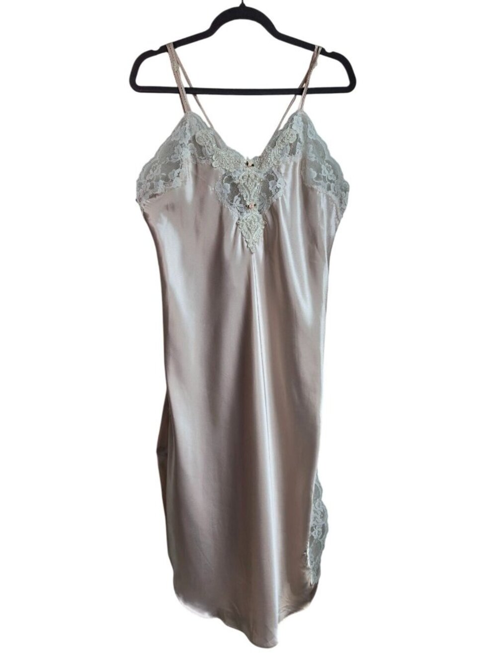 VTG California Dynasty XS-S Pink Satin Lace Midi Slip Dress MadeUSA Whimsy Fairy - Picture 2 of 16